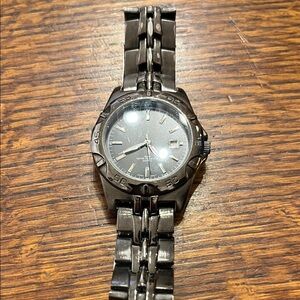 Silver Metal Watch with Black Dial